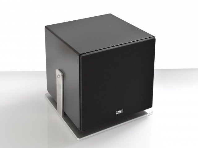 025-JK Acoustics Prestige Air subwoofer - zwart met front - witte achtergrond